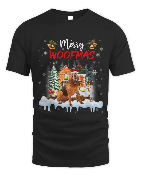 Merry Woofmas Bloodhound Christmas Tree Dog Lover Xmas 102