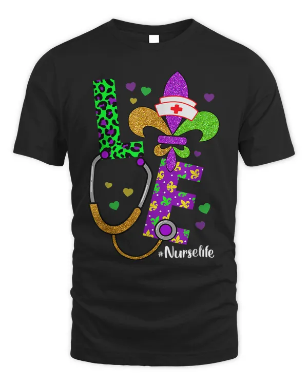 Leopard LOVE Nurse Life Jester Hat Stethoscope Mardi Gras