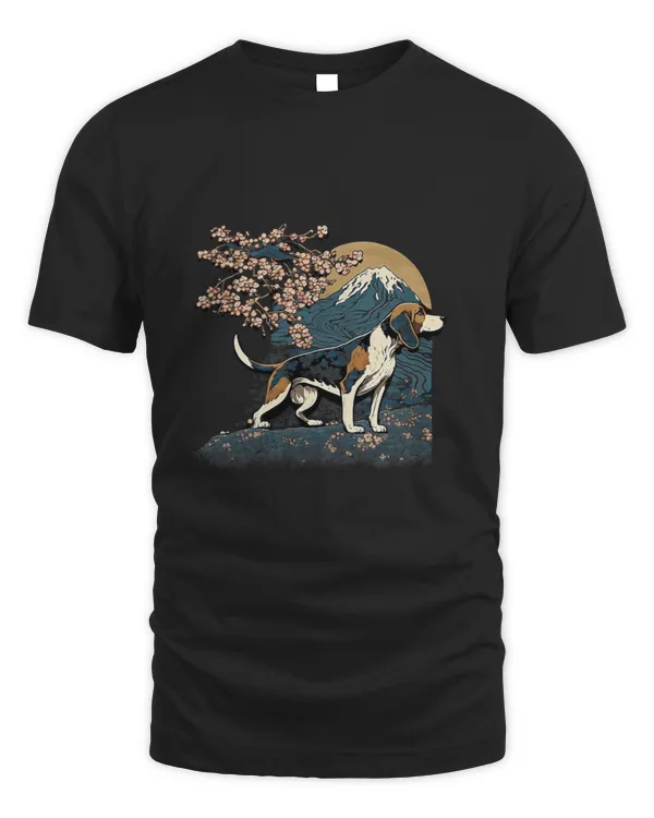 Surrealism Japanese Painting Treeing Walker Coonhound dog 3