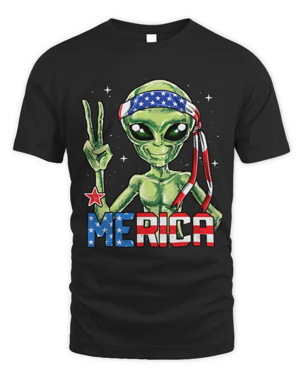 Alien 4th Of July Merica UFO Men Women American Flag Gifts