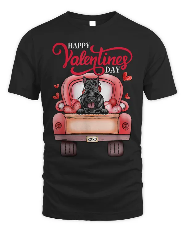 Red Truck Happy Valentines Day Scottish Terrier Dog Hearts