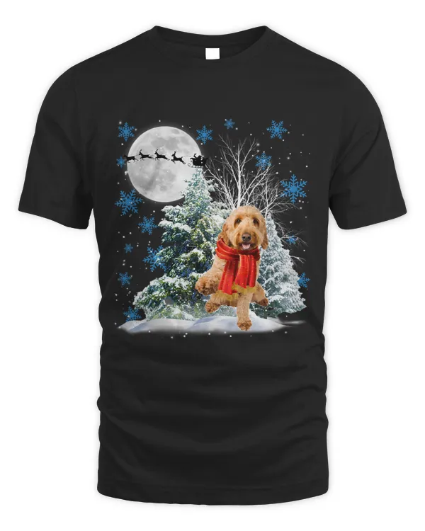 Goldendoodle Under Moonlight Snow Christmas Pajama 82