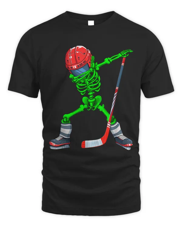 Dabbing Skeleton Green Hockey Halloween Costume Kids Boys