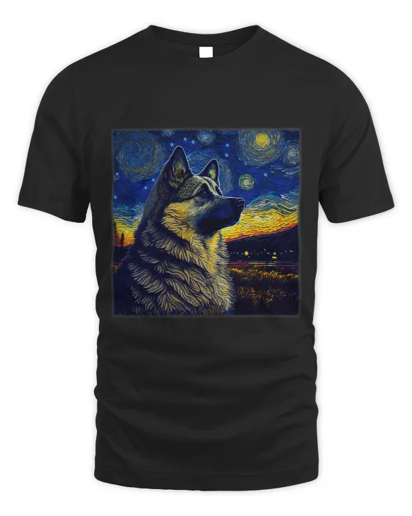 Surrealism Starry Night Norwegian Elkhound Dog 1 69