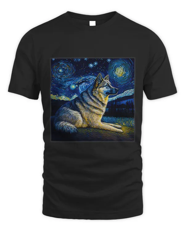 Surrealism Starry Night Norwegian Elkhound Dog 2