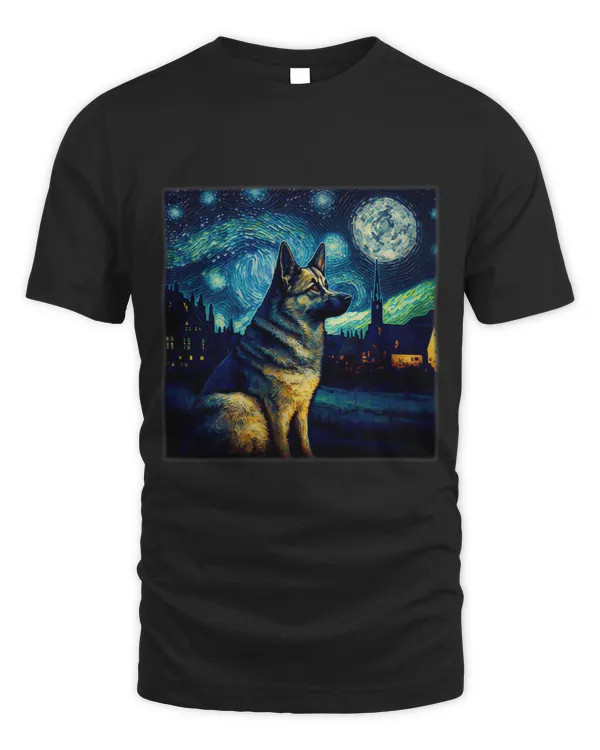 Surrealism Starry Night Norwegian Elkhound Dog 3