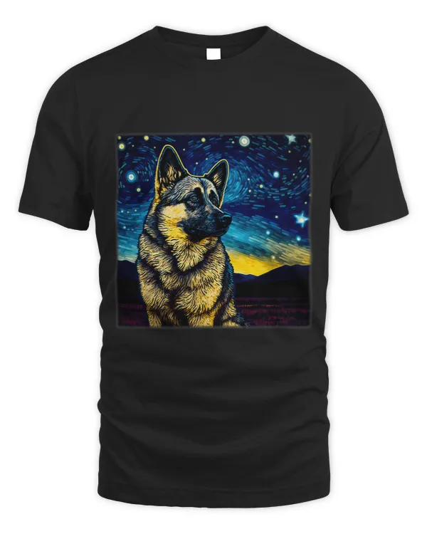Surrealism Starry Night Norwegian Elkhound Dog 69
