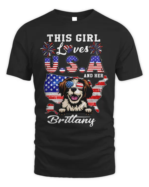 This Girl Loves USA and Her Dog 4th of July Brittany Dog