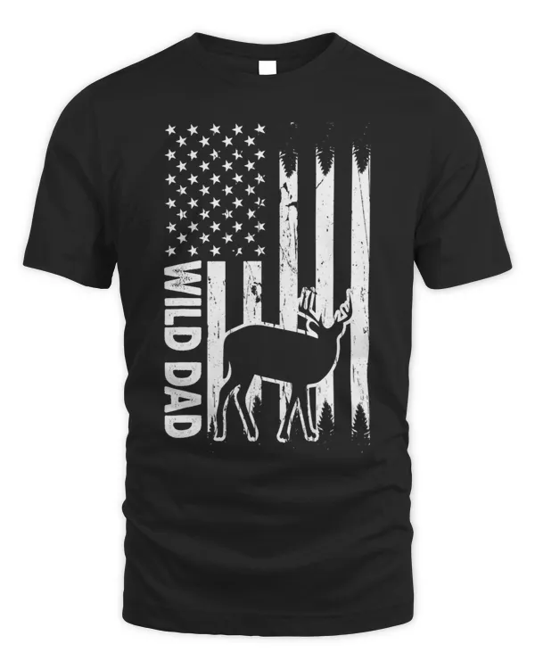 Distressed WildDad Deer Hunting Funny USA Flag