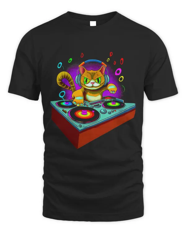 DJ Cat Funny Turntable EDM Music Mixer Kitty