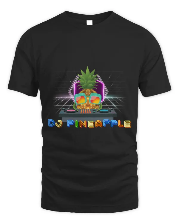 DJ Pineapple on the stage with mixer for Raver