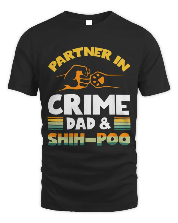 Mens Funny Partner In Crime Dad ShihPoo Dog Lovers