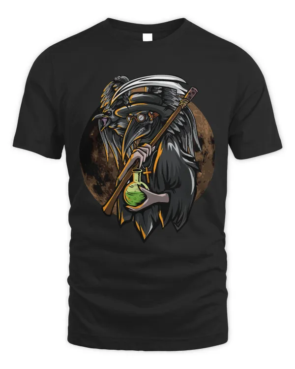 Plague Doctor Steampunk Medieval Gothic Raven Full Moon