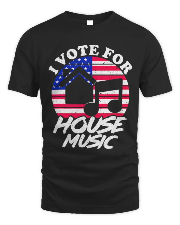 I Vote For House Music Funny Vintage USA EDM DJ Raver