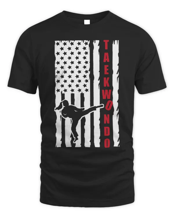 Taekwondo American Flag Karate Girl Boy Martial Art Gift