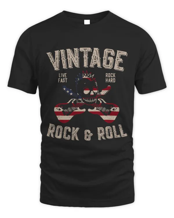 Vintage Live Fast Rock Hard RockStar Hand Gesture Band Song