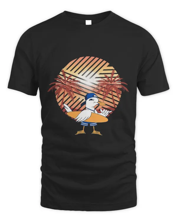 Seagul Modern Retro Surfing Palm Tree Seabird Gull Terns