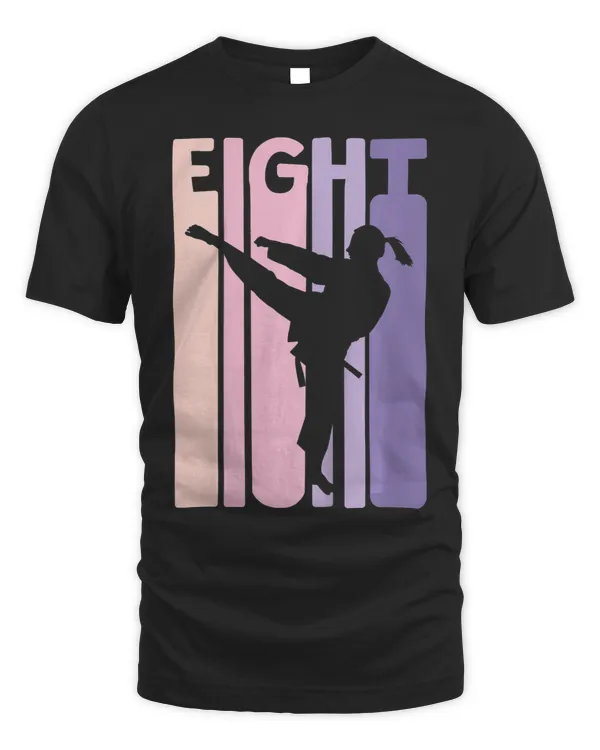 Kids 8th Birthday Gift Karate Retro Taekwondo Martial Arts Girls