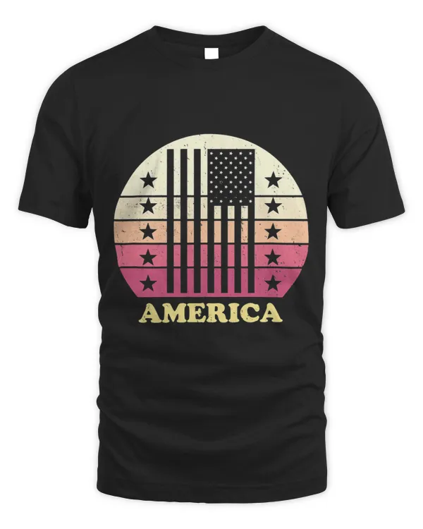Miami Retro Sunset American Flag