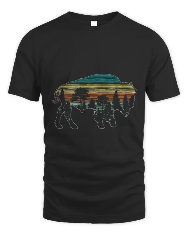 Vintage American Bison Buffalo Lover Wildlife Outdoor Trees