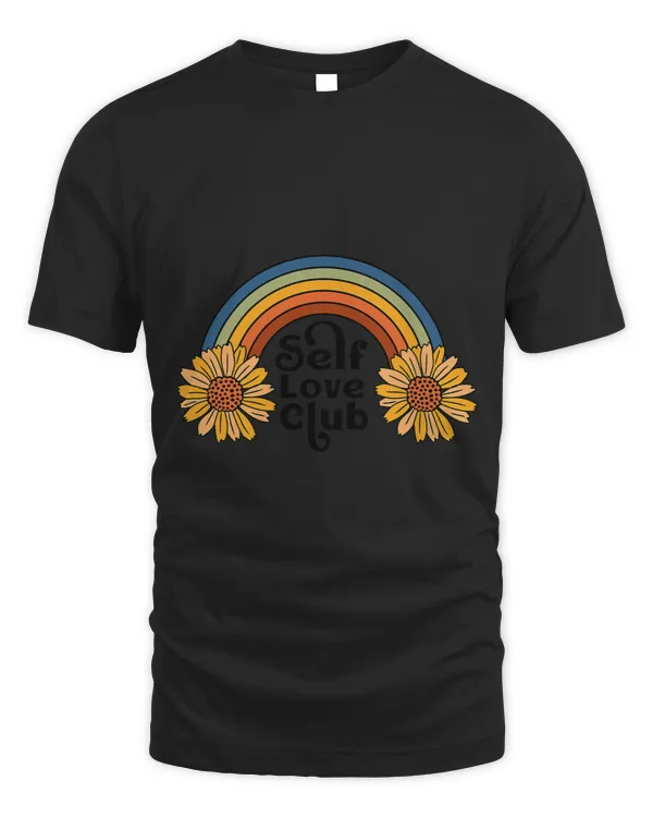 Vintage Retro Self Love Club Sunflower Rainbow Mental Health