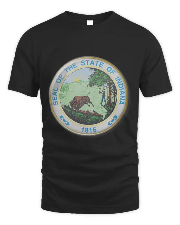 State of Indiana USA Buffalo Farming State Seal Pride Crest