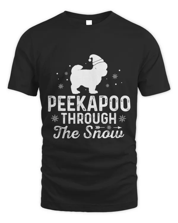PEEKAPOO through the snow Funny Christmas New Year Dog