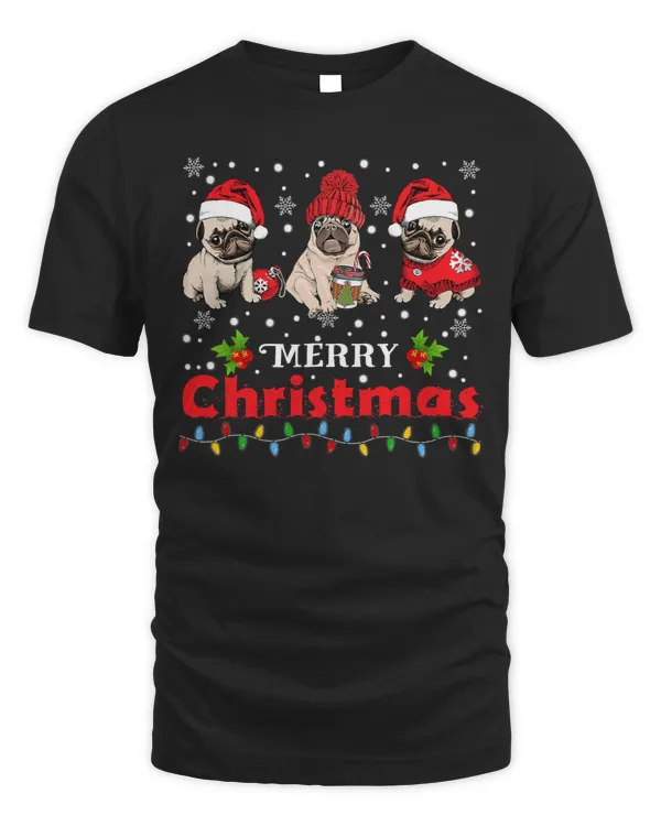 Pug Lover Merry Christmas Santa Claus Lovers Owners Xmas Day 22 Pugs Dog