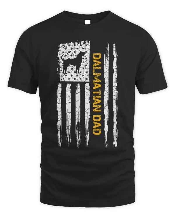 Dalmatian Vintage USA American Flag Dalmatian Dad Silhouette Funny Dalmatians Dog