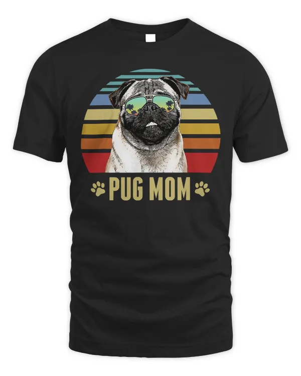 Pug Lover Best Dog Mom Ever Retro Sunset Beach Vibe 103 Pugs Dog