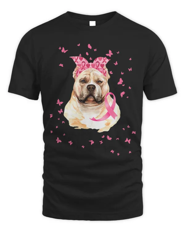 Bully Pink Ribbon Breast Cancer Awareness Survivor Women Pitbull Dog