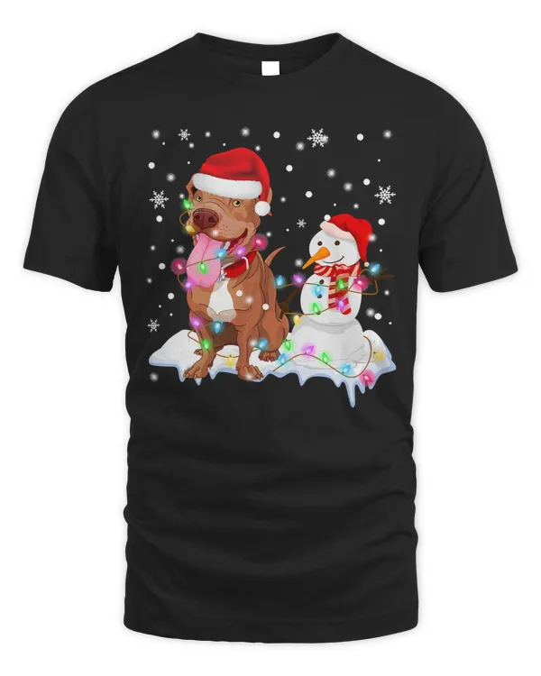 Bully Dog Santa Claus Pitbull Dog Snowman Xmas Tree Lights Christmas 265 Pitbull Dog