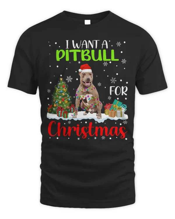 Bully Dog I Want A Pitbull For Christmas Cool Xmas Costume 243 Pitbull Dog