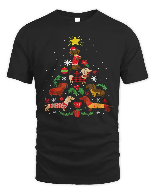 Wiener Christmas Dachshund tree T Funny Pajamas Xmas 155 Dachshund Doxie