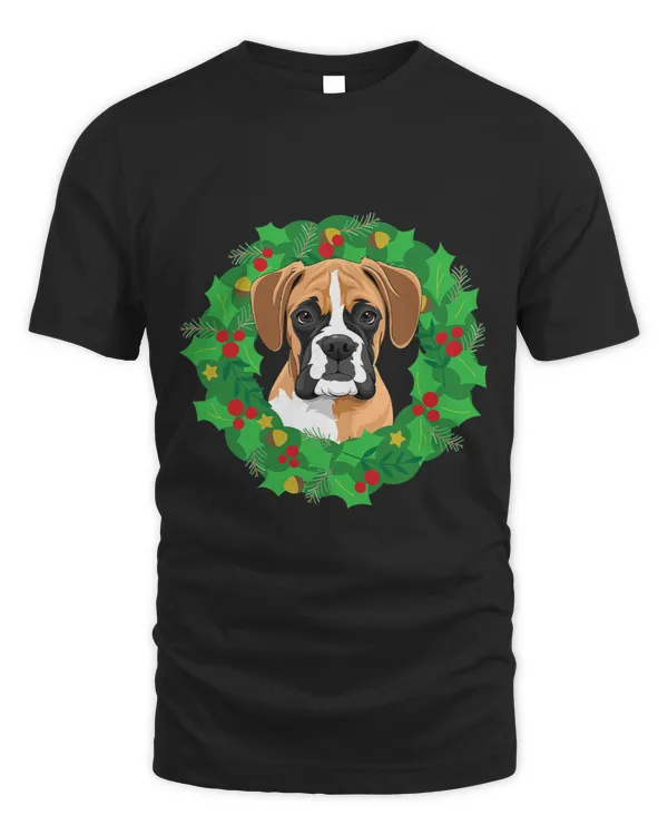 Boxer Wearing Christmas Wreath Boxers Dog