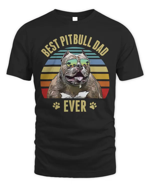 Bully Lover Dog Best Dog Dad Ever Retro Sunset Beach Vibe 196 Pitbull Dog