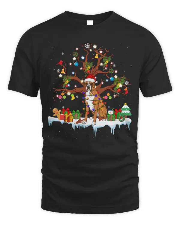 Boxer Santa Boxer Wearing Christmas Hat Tree 294 Boxers Dog