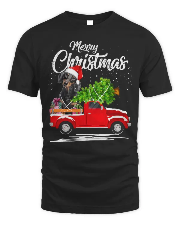 Wiener Funny Dachshund Ride Red Truck Christmas Pajama 32 Dachshund Doxie
