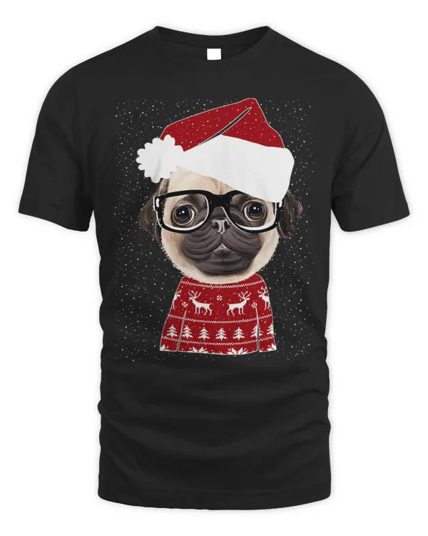 Pug Lover Cute Pug In Santa Hat Ugly Christmas Dog Lover Sweater 22 Pugs Dog