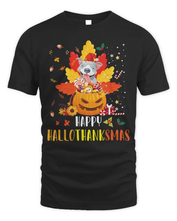 Bully Dog Happy Hallothanksmas Pitbull Dog Pumpkin Xmas Halloween Fall 236 Pitbull Dog