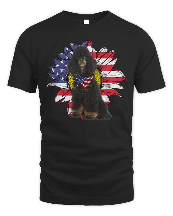 Poodles Sunflower American Flag Standard Poodle Dog Lovers 158 Poodle dog