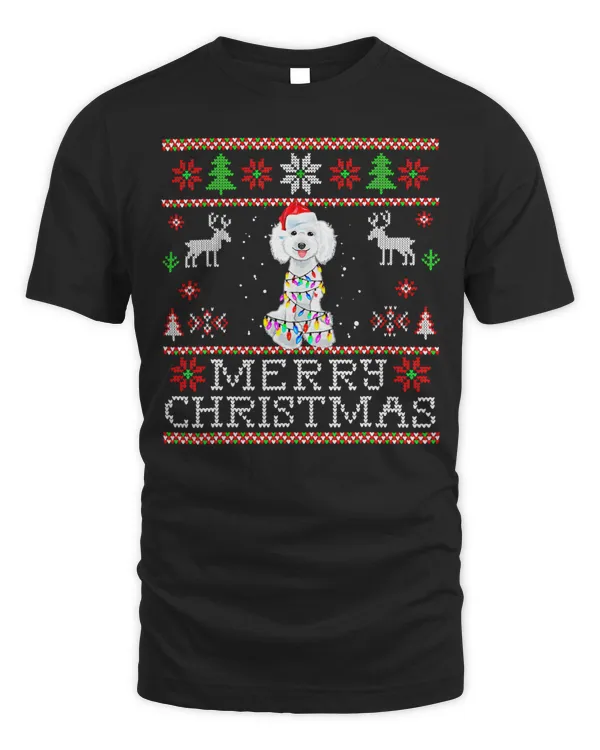 Poodles Santa Hat Dog Christmas Tree Lights Holiday Santa 86 Poodle dog