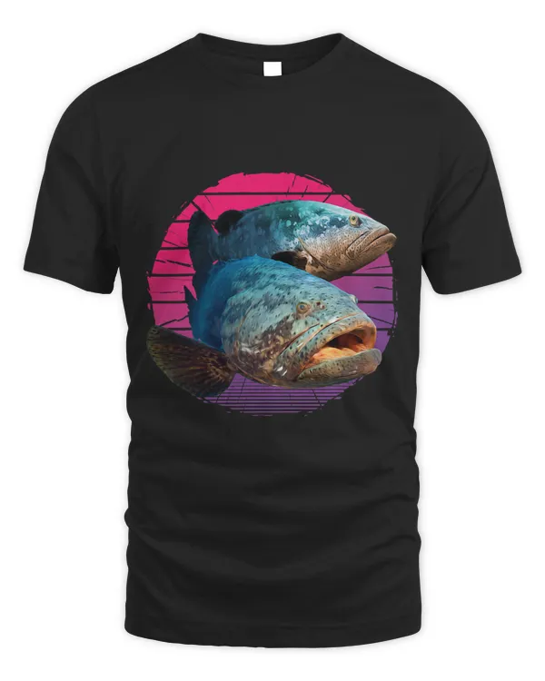 Vaporwave Atlantic goliath grouper fish itajara fish jewfish