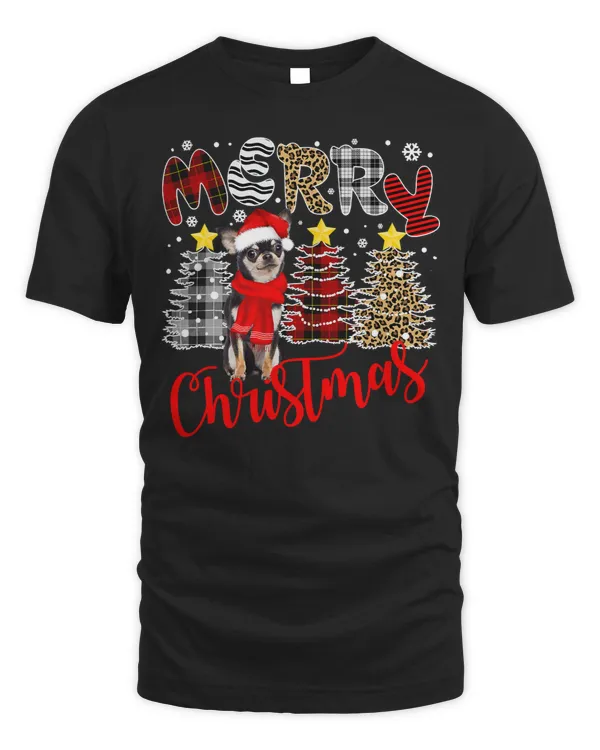 Chihuahuas Merry Christmas Tree Leopard Plaid Printed 461 Chihuahua Dog