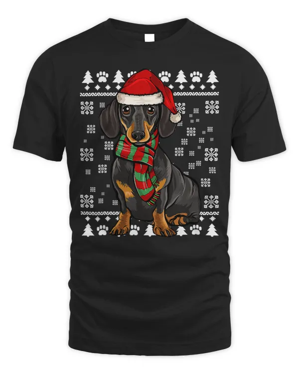 Wiener Black Santa Hat Xmas Ugly Christmas 212 Dachshund Doxie