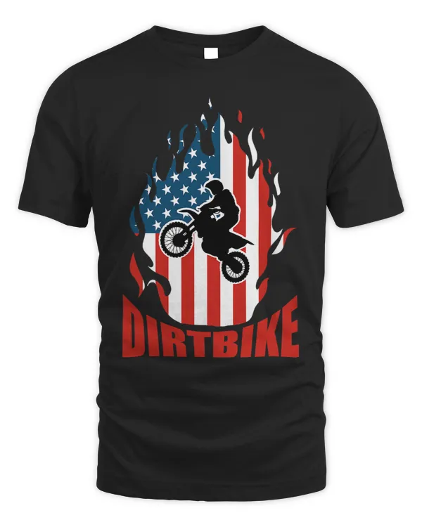 Motocross Braap USA Flag Flames Dirtbike Motorcycle Fun