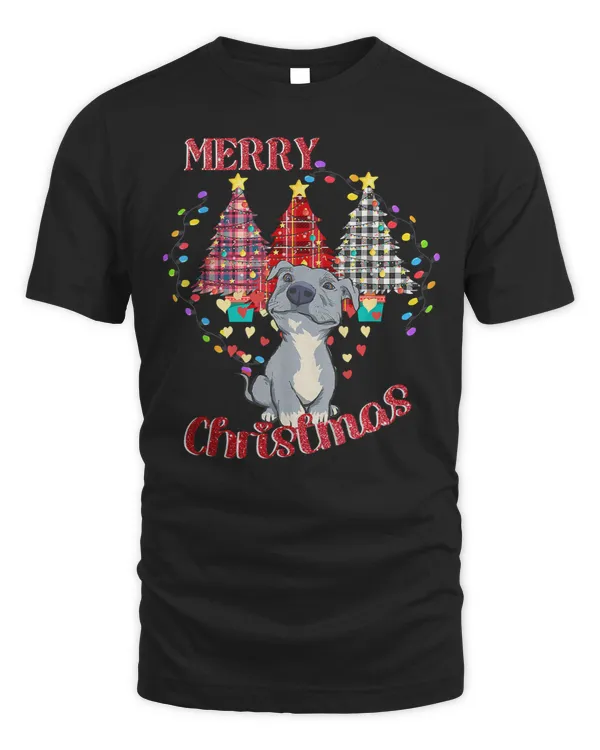 Bully Adopt Funny Merry Christmas Tree Lights Xmas Lover 365 Pitbull Dog