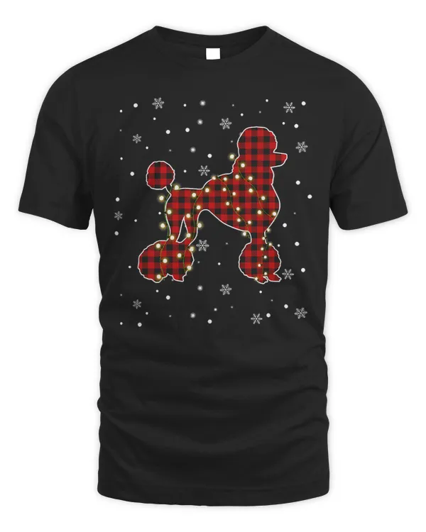Poodles Christmas Lights Funny Red Plaid Dog Dad Mom 61 Poodle dog