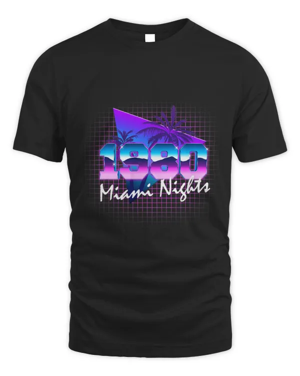 Miami Lights 1980 Palm Trees Florida Retrowave Outrun Grid