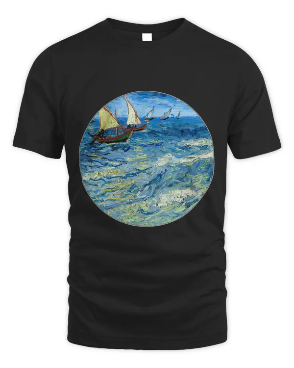 Famous Art Seascape at SaintesMaries by Vincent van Gogh 7